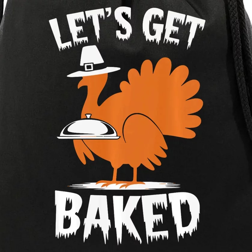 Funny Thanksgiving Pilgrim Turkey Marijuana Humor Design Drawstring Bag