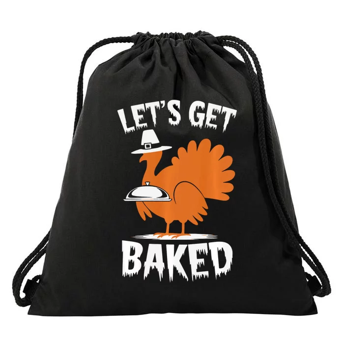 Funny Thanksgiving Pilgrim Turkey Marijuana Humor Design Drawstring Bag