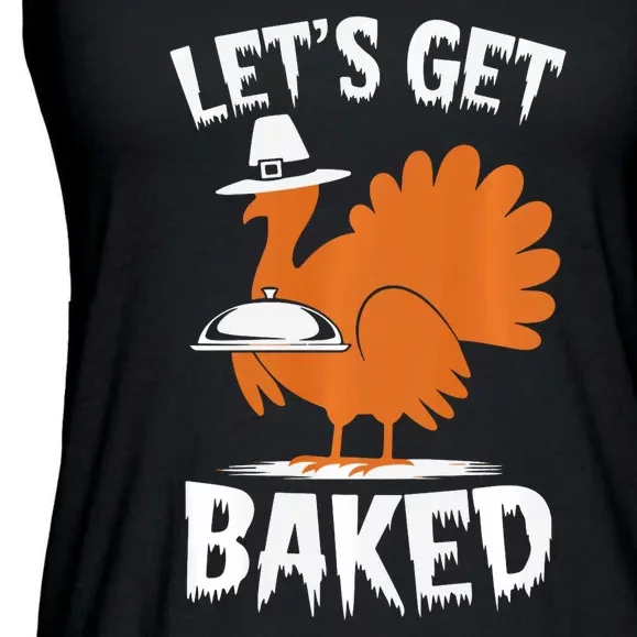 Funny Thanksgiving Pilgrim Turkey Marijuana Humor Design Ladies Essential Flowy Tank