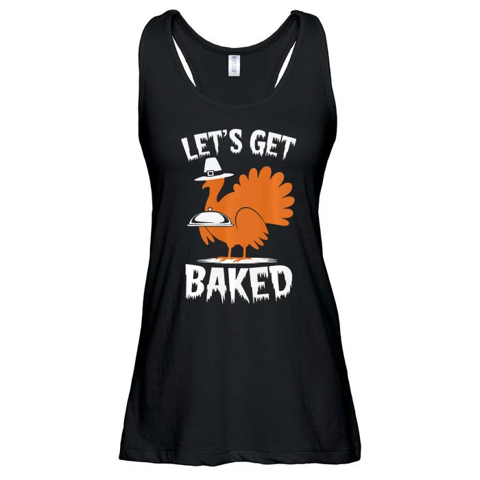 Funny Thanksgiving Pilgrim Turkey Marijuana Humor Design Ladies Essential Flowy Tank