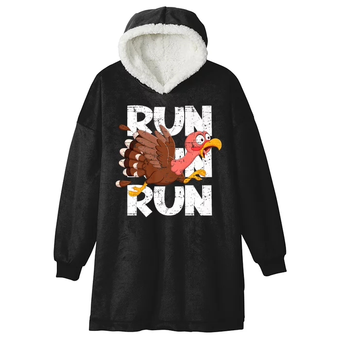 Funny Turkey Pilgrim Thanksgiving Day Running Turkey Trot Hooded Wearable Blanket