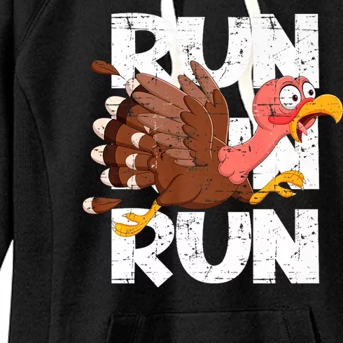 Funny Turkey Pilgrim Thanksgiving Day Running Turkey Trot Women's Fleece Hoodie