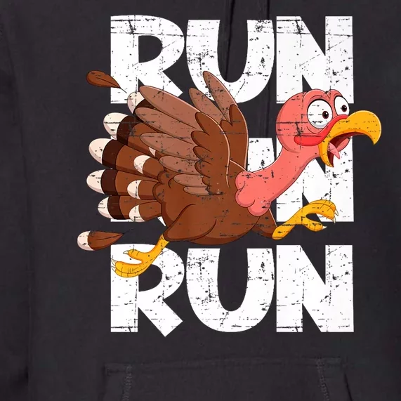 Funny Turkey Pilgrim Thanksgiving Day Running Turkey Trot Premium Hoodie