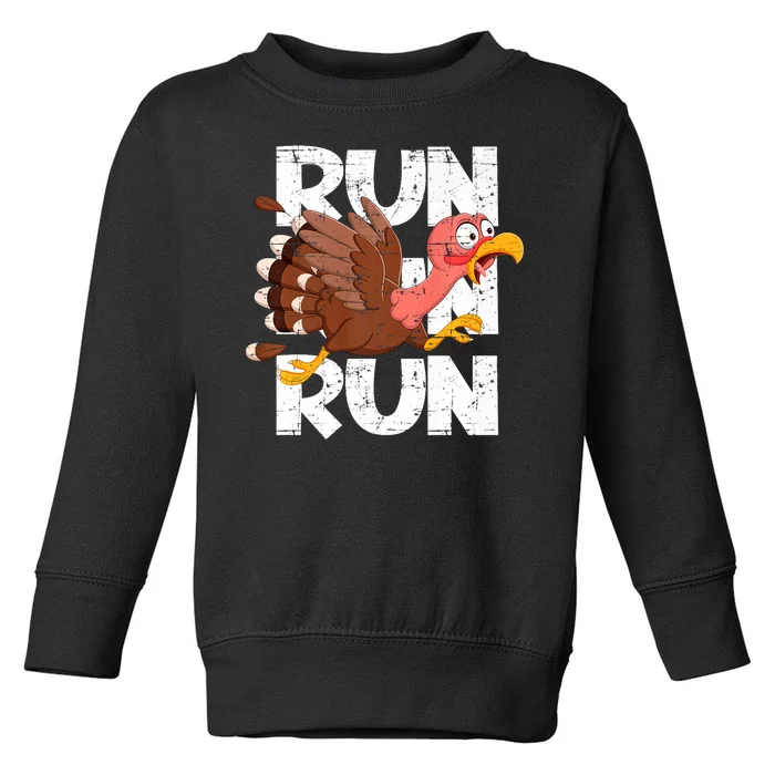 Funny Turkey Pilgrim Thanksgiving Day Running Turkey Trot Toddler Sweatshirt