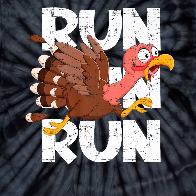 Funny Turkey Pilgrim Thanksgiving Day Running Turkey Trot Tie-Dye T-Shirt