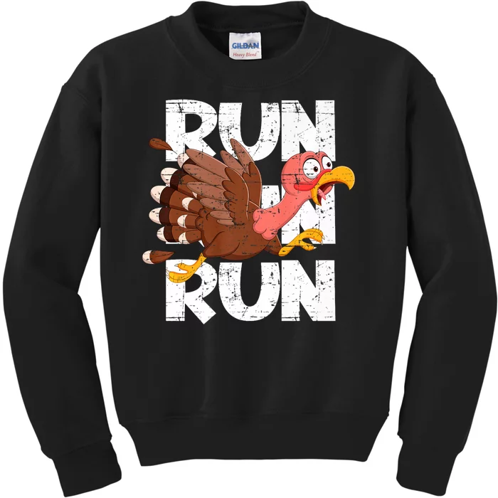 Funny Turkey Pilgrim Thanksgiving Day Running Turkey Trot Kids Sweatshirt