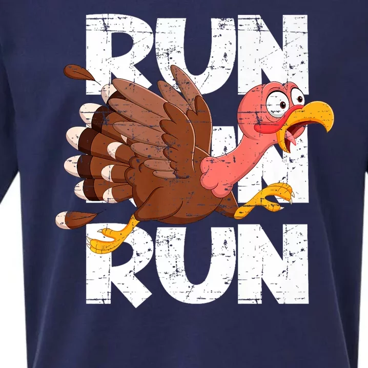 Funny Turkey Pilgrim Thanksgiving Day Running Turkey Trot Sueded Cloud Jersey T-Shirt