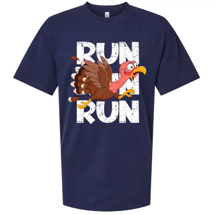 Funny Turkey Pilgrim Thanksgiving Day Running Turkey Trot Sueded Cloud Jersey T-Shirt