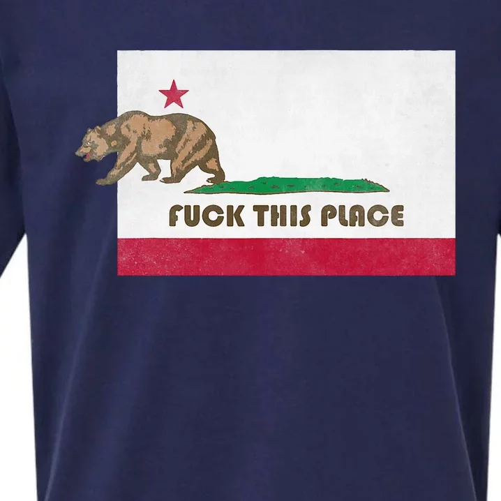 Fuck This Place California Republic Flag Funny The Bear Sueded Cloud Jersey T-Shirt