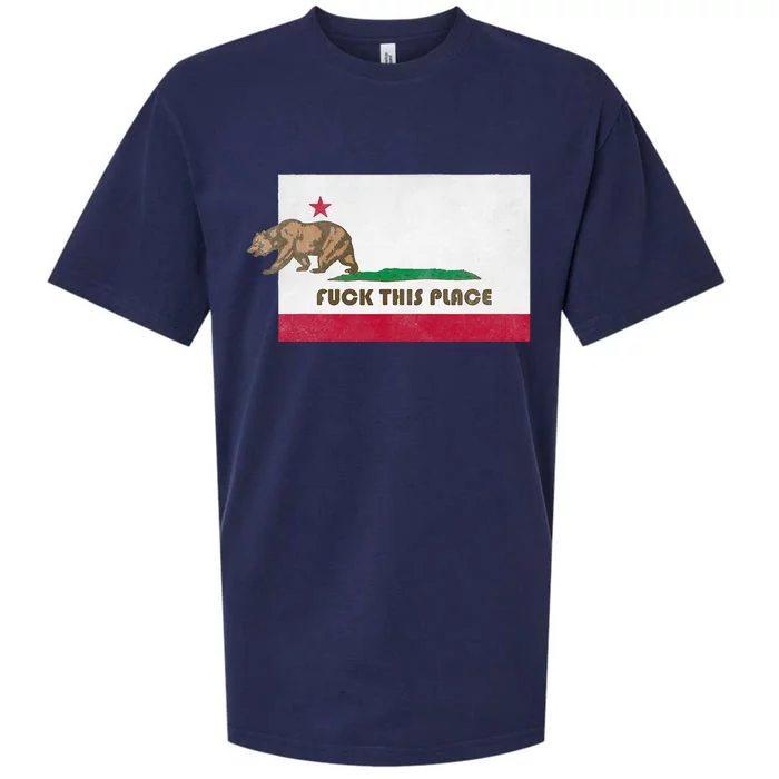 Fuck This Place California Republic Flag Funny The Bear Sueded Cloud Jersey T-Shirt