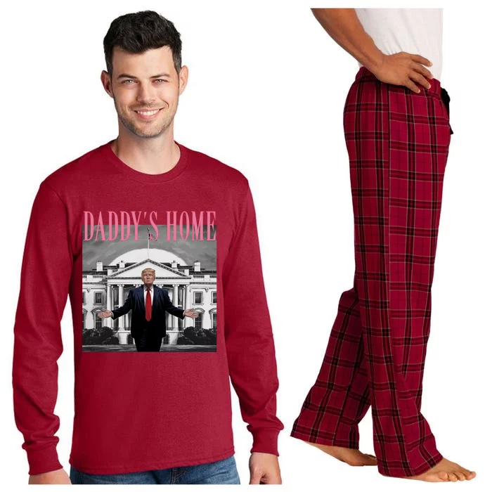 Funny Trump Pink Daddys Home  Trump 2024 Long Sleeve Pajama Set