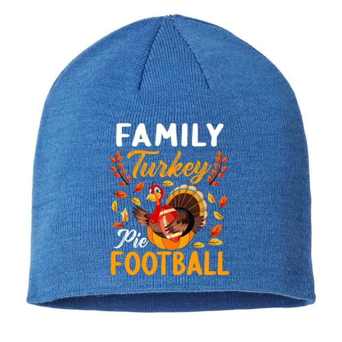 Family Thanksgiving Pie Football Cartoon Turkey Autumn Cool Gift 8 1/2in Sustainable Knit Beanie