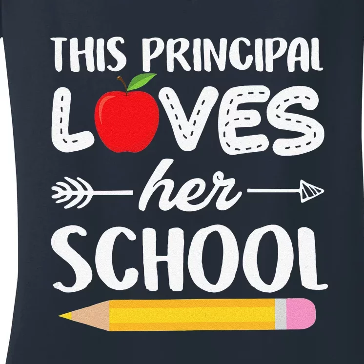 Funny This Principal Loves Her School Funny Principal Women's V-Neck T-Shirt