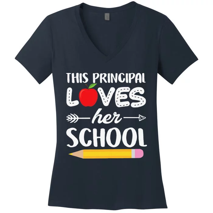 Funny This Principal Loves Her School Funny Principal Women's V-Neck T-Shirt