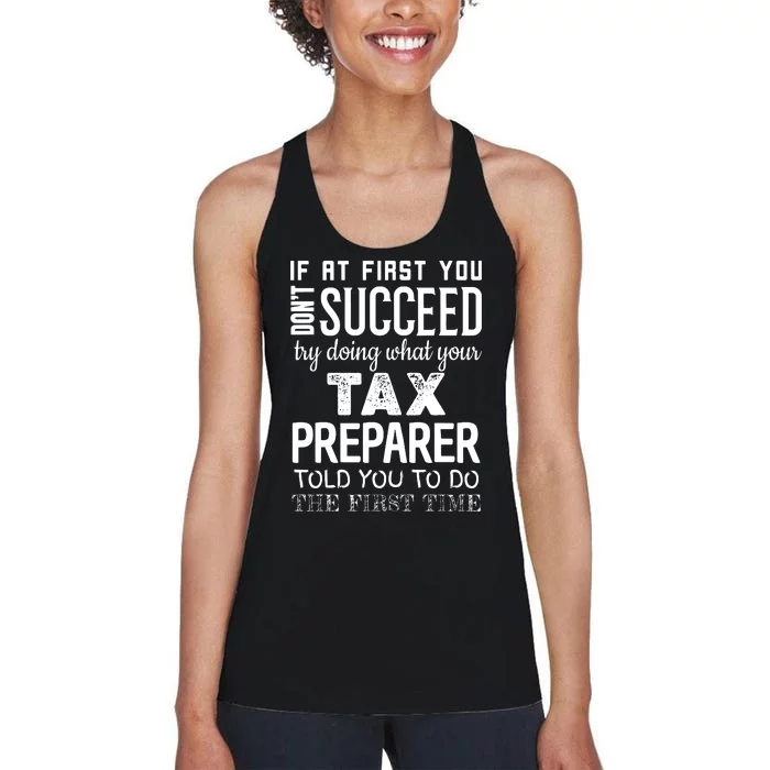 Funny Tax Preparer Success Gifts Tax Season Women's Racerback Tank