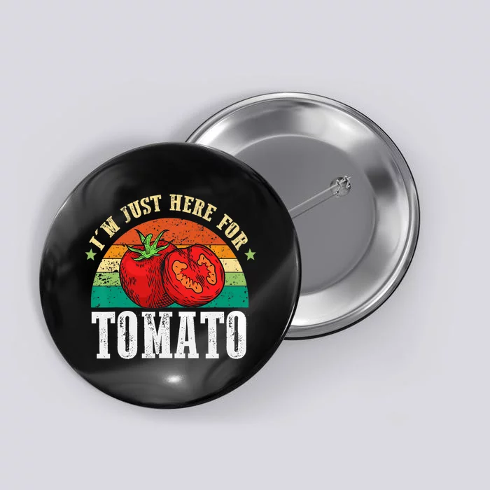 Funny Tomato Plant Based Gardener Veggie Pun Retro Tomatoes Button