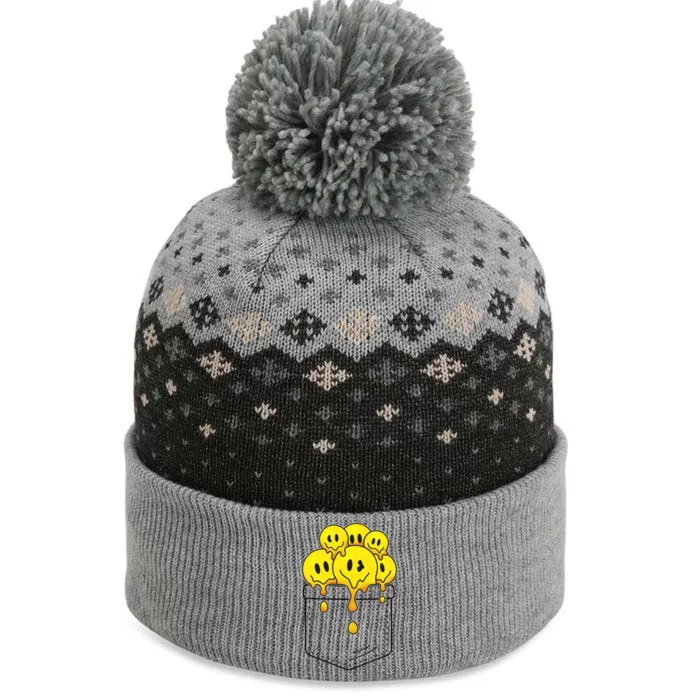 Funny Trippy Pocket Full Of Smiles The Baniff Cuffed Pom Beanie