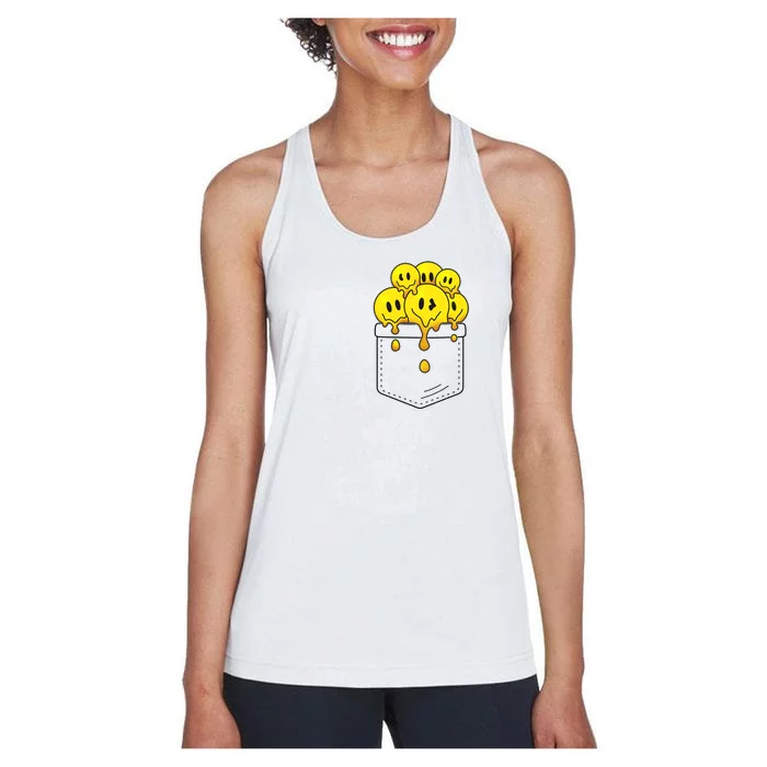 Funny Trippy Pocket Full Of Smiles Women's Racerback Tank