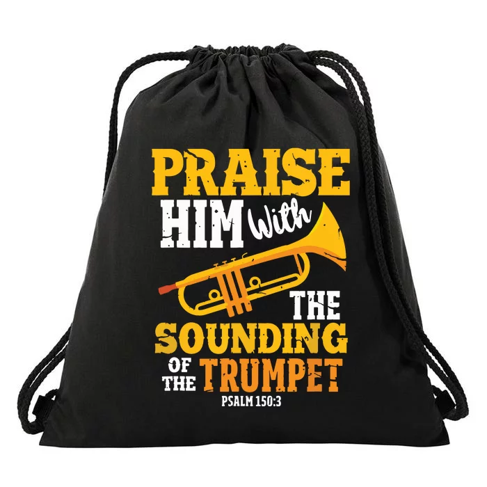 Funny Trumpet Player Christian Psalm Marching Band Drawstring Bag