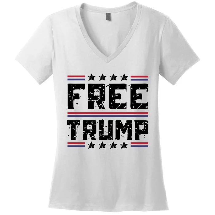 Free Trump Pro Republican Political Women's V-Neck T-Shirt