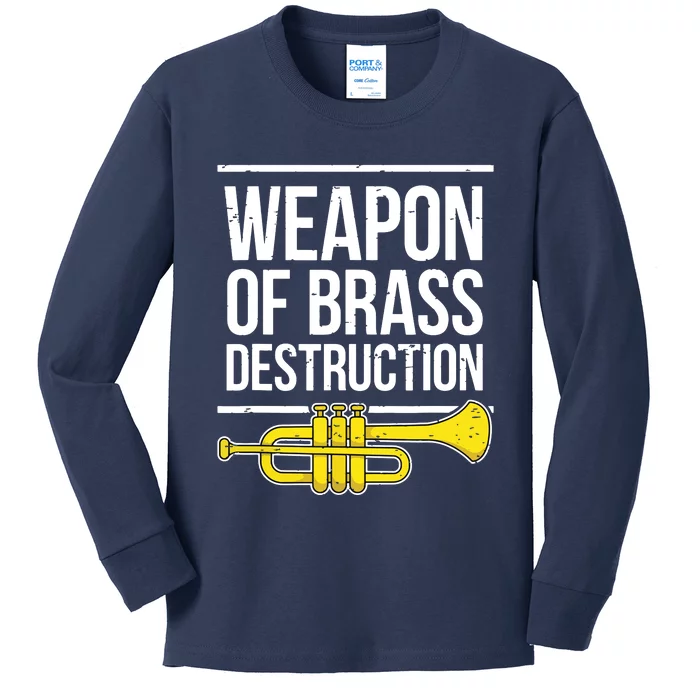 Funny Trumpet Player Marching Band Trumpeter Brass Player Kids Long Sleeve Shirt