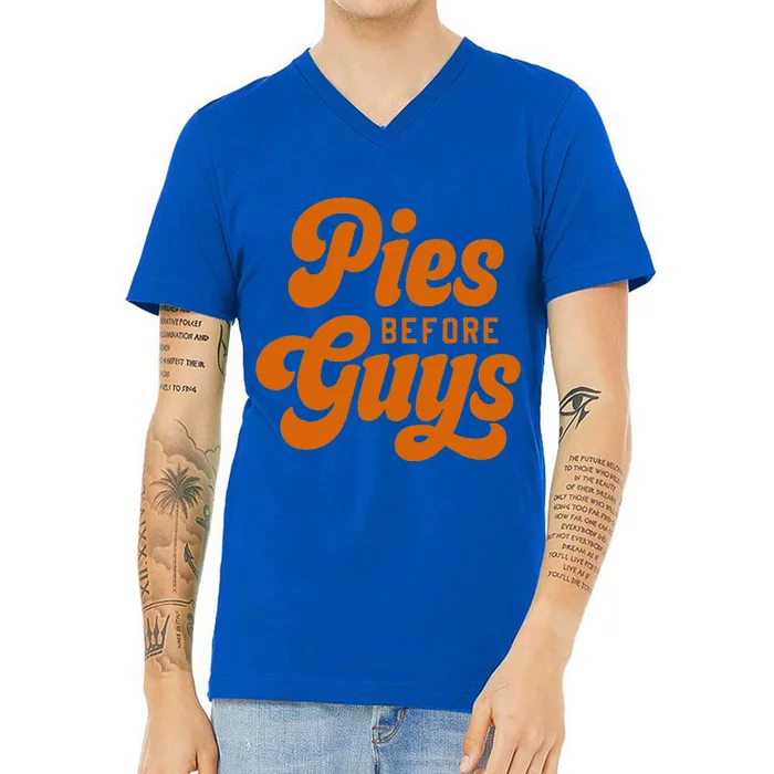 Funny Thanksgiving Pies Before Guys For Funny And V-Neck T-Shirt