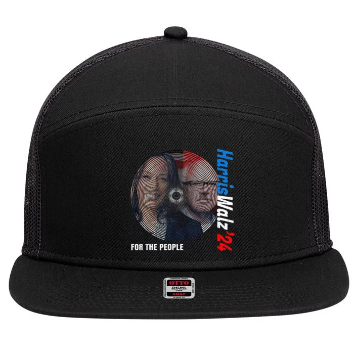 For The People Kamala Harris Tim Waltz 2024 7 Panel Mesh Trucker Snapback Hat