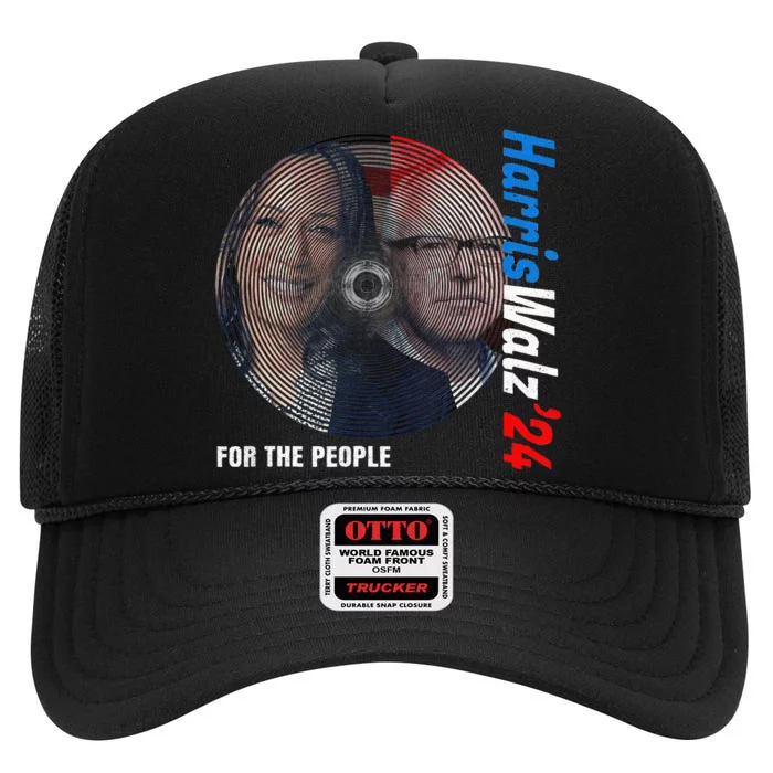 For The People Kamala Harris Tim Waltz 2024 High Crown Mesh Trucker Hat