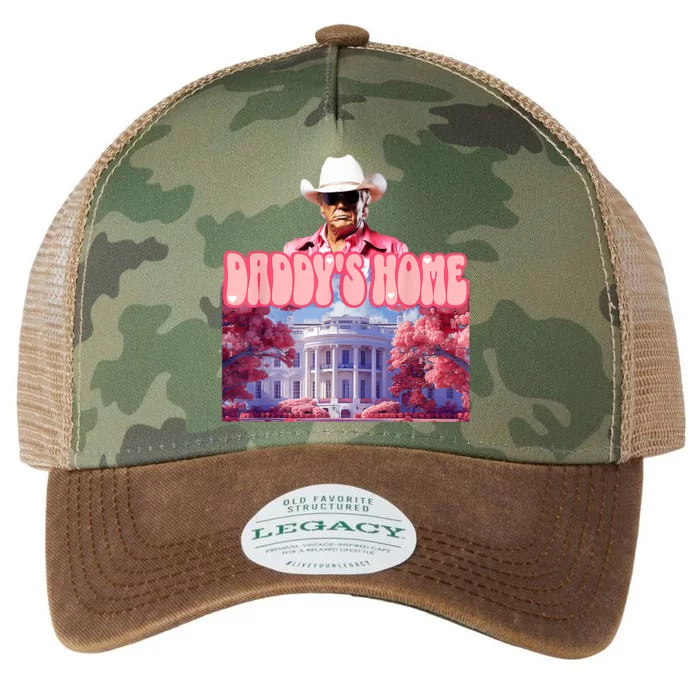 Funny Trump Pink Daddys Home  Trump 2024 Legacy Tie Dye Trucker Hat