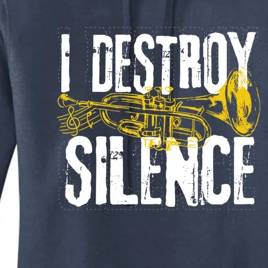 Funny Trumpet Player Marching Band Silence Destroyer Gift Women's Pullover Hoodie