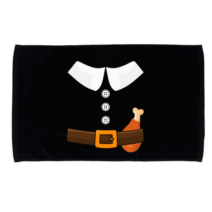 Funny Thanksgiving Pilgrim Costume With Turkey Leg Microfiber Hand Towel