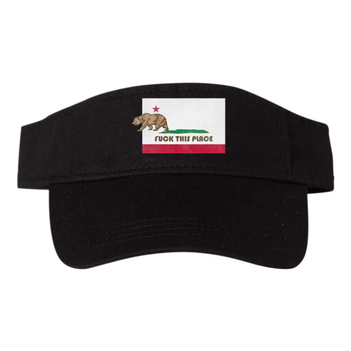 Fuck This Place California Republic Flag Funny The Bear Valucap Bio-Washed Visor