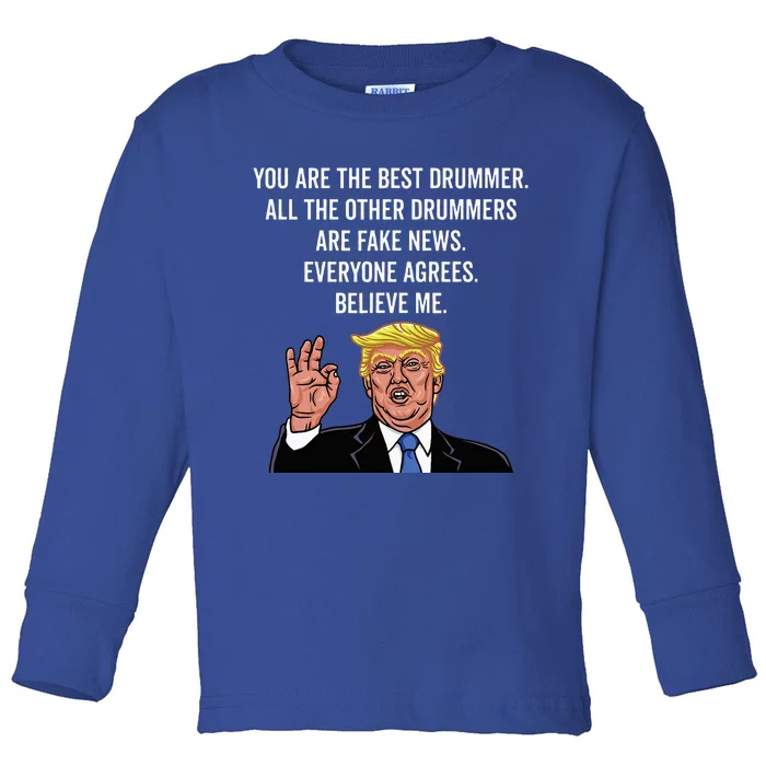 Funny Trump Percussion Drummer Toddler Long Sleeve Shirt