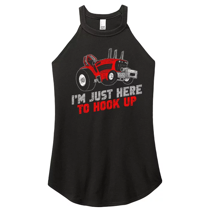 Funny Tractor Pulling IM Just Here To Hook Up Women’s Perfect Tri Rocker Tank