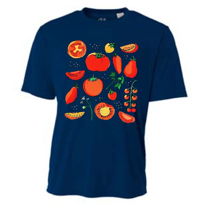 Funny Tomato Pun Hand Draw Tomatoes Watercolor Summer Foodie Cooling Performance Crew T-Shirt