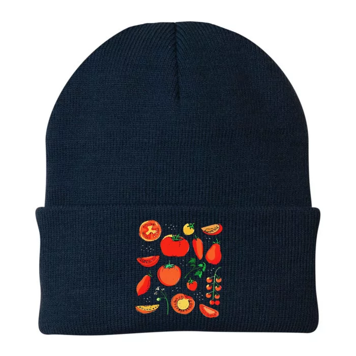 Funny Tomato Pun Hand Draw Tomatoes Watercolor Summer Foodie Knit Cap Winter Beanie