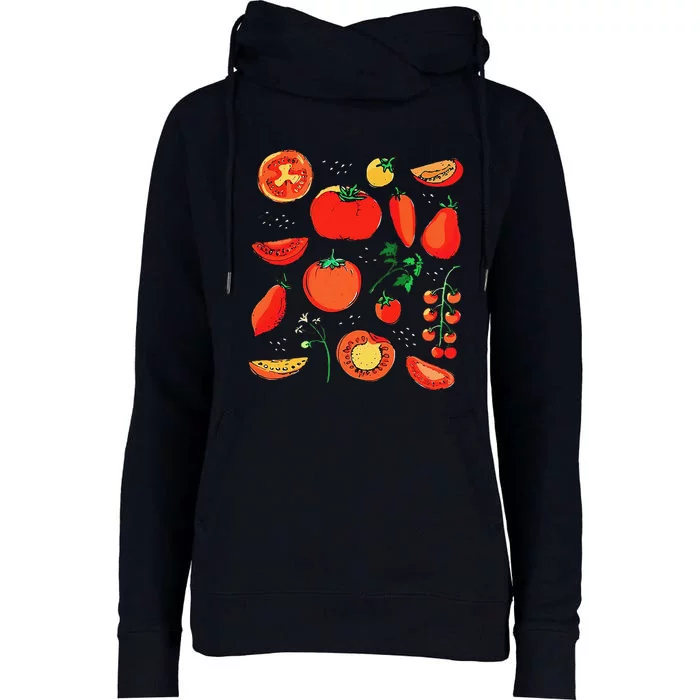 Funny Tomato Pun Hand Draw Tomatoes Watercolor Summer Foodie Womens Funnel Neck Pullover Hood