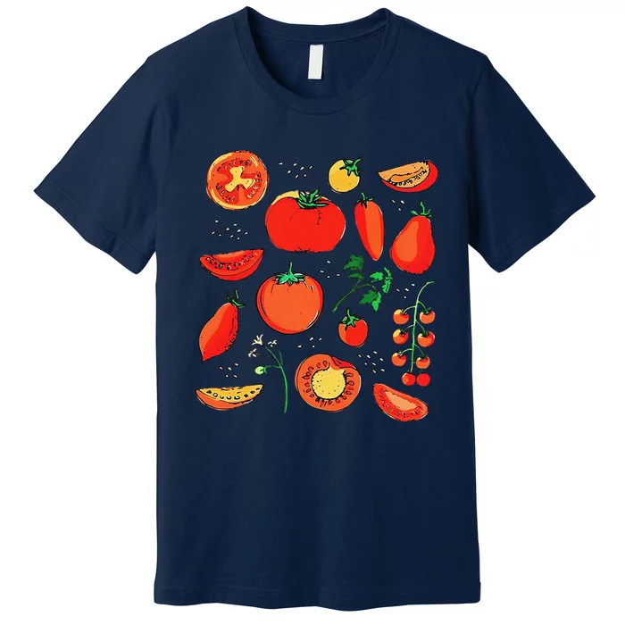 Funny Tomato Pun Hand Draw Tomatoes Watercolor Summer Foodie Premium T-Shirt