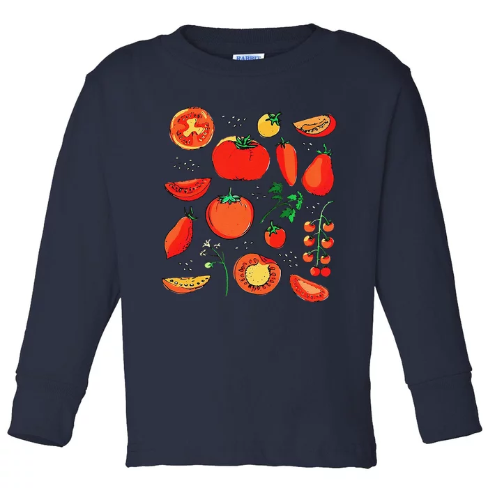 Funny Tomato Pun Hand Draw Tomatoes Watercolor Summer Foodie Toddler Long Sleeve Shirt