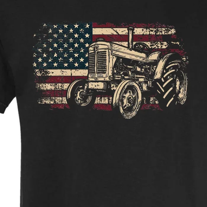 Farm Tractor Proud Farmer Patriotic American Flag Tractor Garment-Dyed Heavyweight T-Shirt