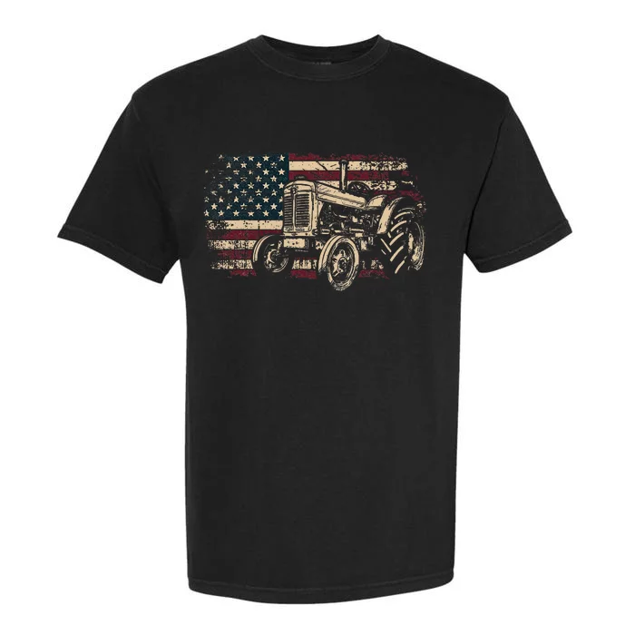 Farm Tractor Proud Farmer Patriotic American Flag Tractor Garment-Dyed Heavyweight T-Shirt