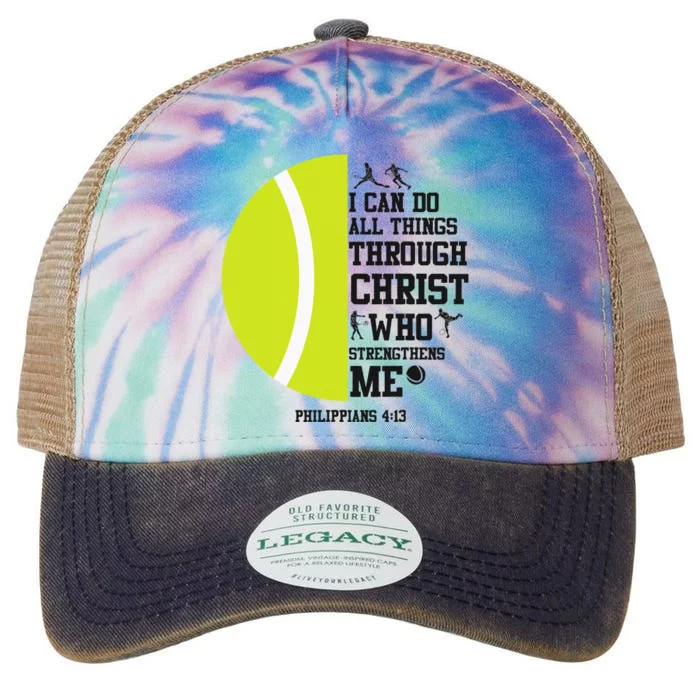 Funny Tennis Player Racket I Can Do All The Things Through Legacy Tie Dye Trucker Hat