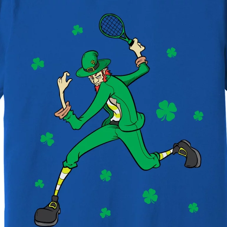 Funny Tennis Player Leprechaun St Patrick's Day Tennis Fan Gift Premium T-Shirt