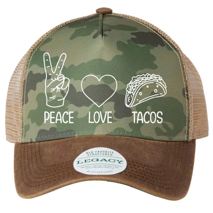 Funny Taco Peace Love Tacos Taco Lover Legacy Tie Dye Trucker Hat