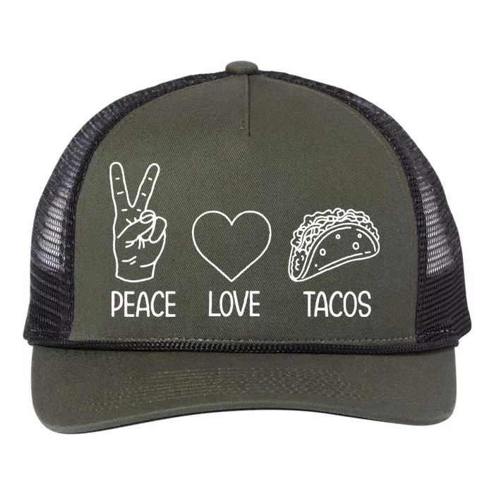 Funny Taco Peace Love Tacos Taco Lover Retro Rope Trucker Hat Cap