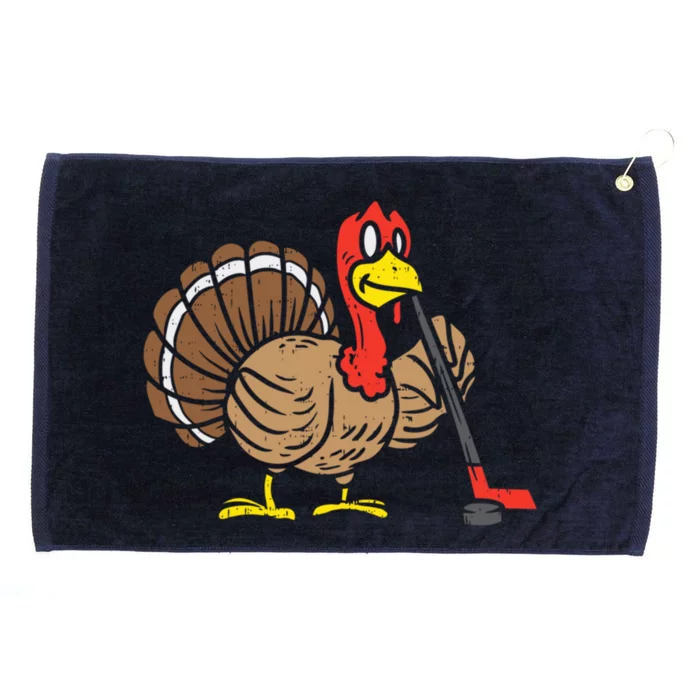 Funny Turkey Playing Hockey Thanksgiving For Hockey Lovers Meaningful Gift Grommeted Golf Towel