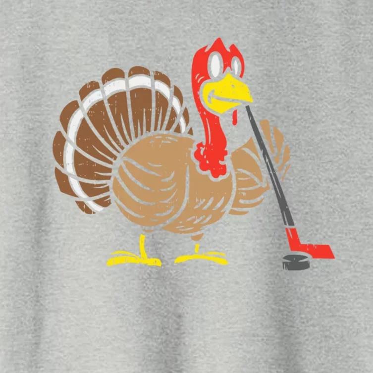 Funny Turkey Playing Hockey Thanksgiving For Hockey Lovers Meaningful Gift Women's Crop Top Tee