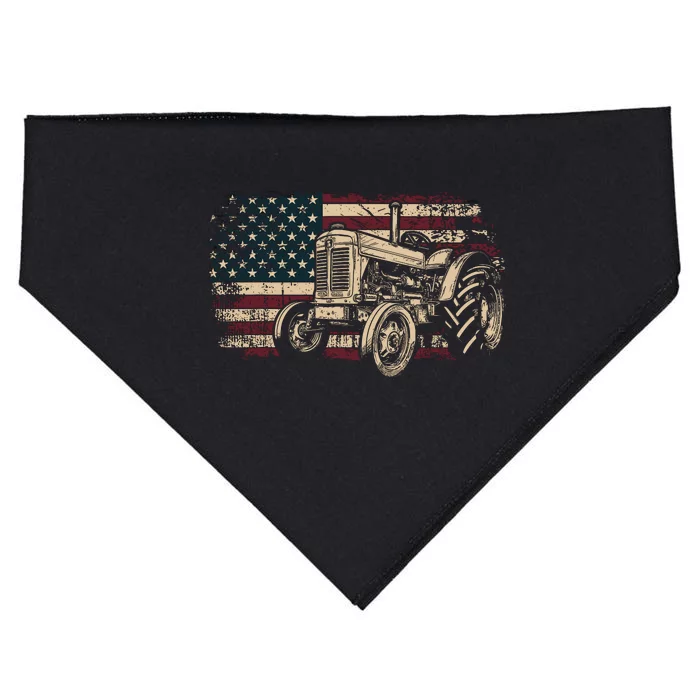 Farm Tractor Proud Farmer Patriotic American Flag Tractor USA-Made Doggie Bandana