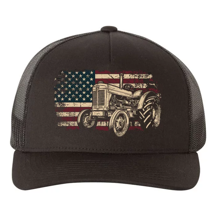 Farm Tractor Proud Farmer Patriotic American Flag Tractor Yupoong Adult 5-Panel Trucker Hat