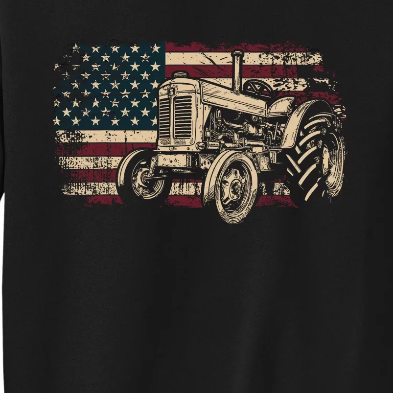 Farm Tractor Proud Farmer Patriotic American Flag Tractor Sweatshirt